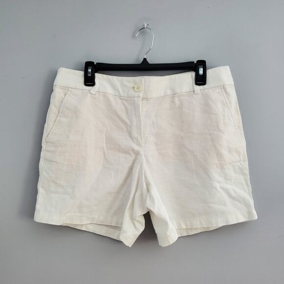 LOFT Outlet White Cotton Mid Rise 6" Short Shorts 10 - Picture 1 of 7